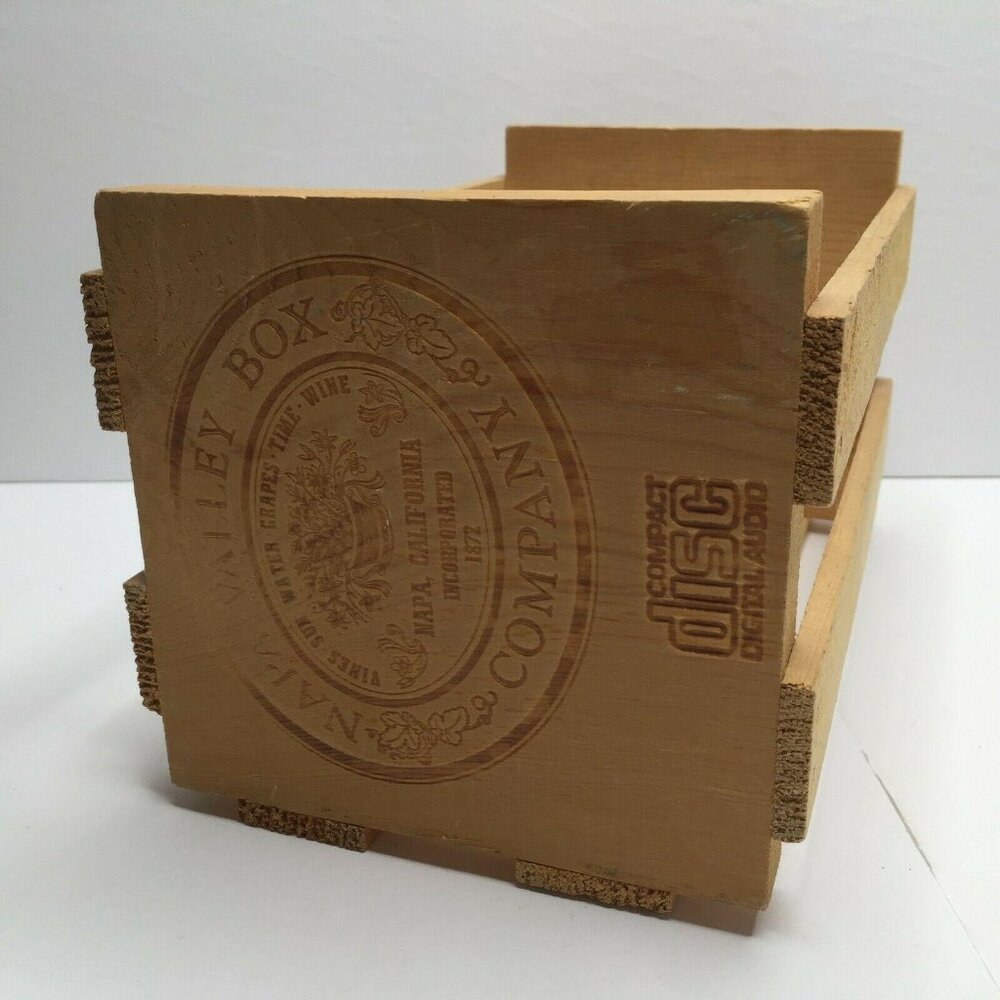 Napa Valley Wood Music CD Holder Crate Media Storage Wooden Organizer Box